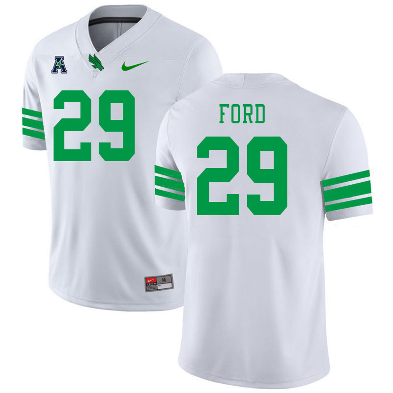 #29 Blake Ford North Texas Mean Green College Football Jerseys Stitched-White